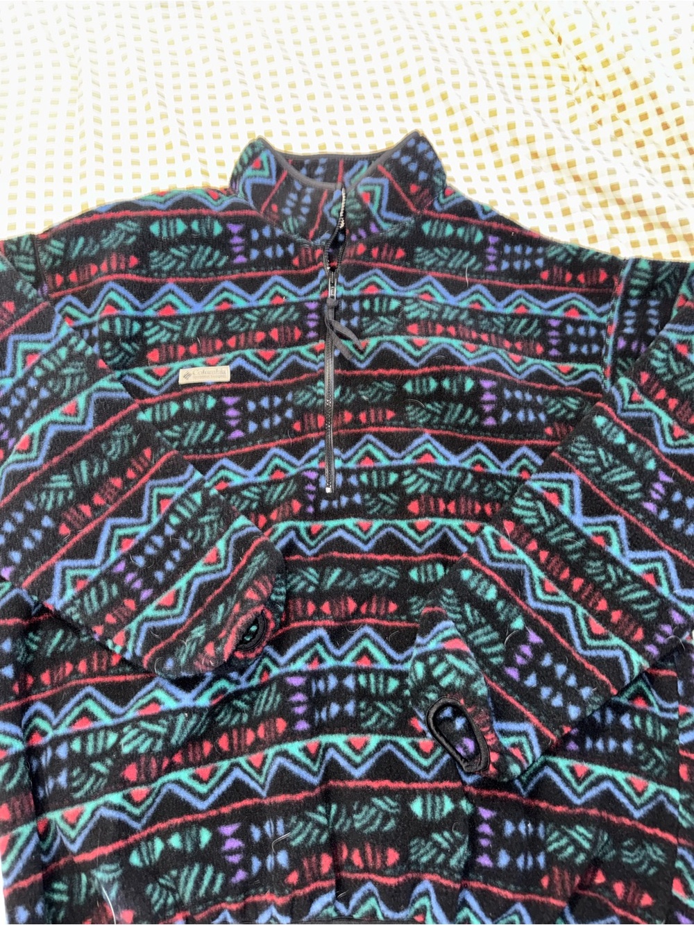 Vintage 90’s Columbia Black Fleece Pullover Geometric Print